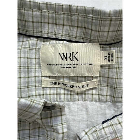 WRK Work Rest Karma Shirt Mens XL Green Blue Reworked Dupplin Button Long Sleeve - Picture 6 of 7